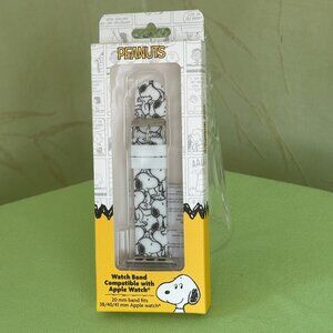 PEANUTS WATCH BAND FOR APPLE WATCH:NIB FITS 38/40/41mm APPLE WATCH WHITE/BLACK